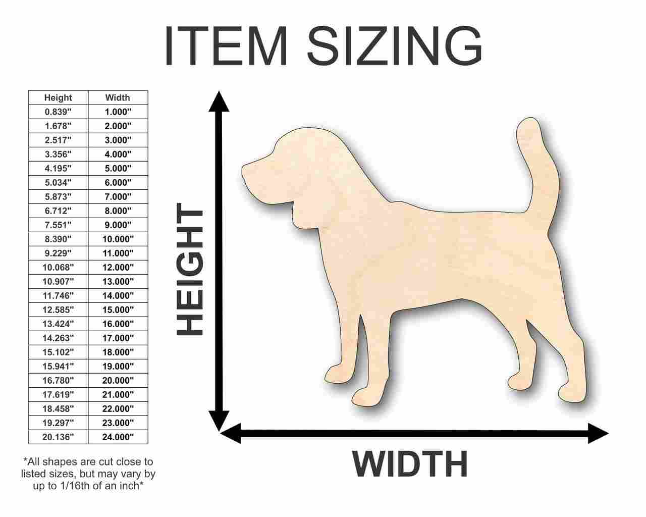 Unfinished Wood Beagle Dog Shape - Animal - Pet - Craft - up to 46" DIY