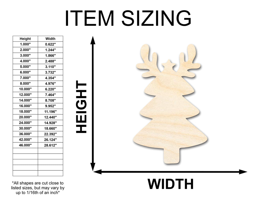 Unfinished Wood Reindeer Christmas Tree Shape - Craft - up to 46" DIY