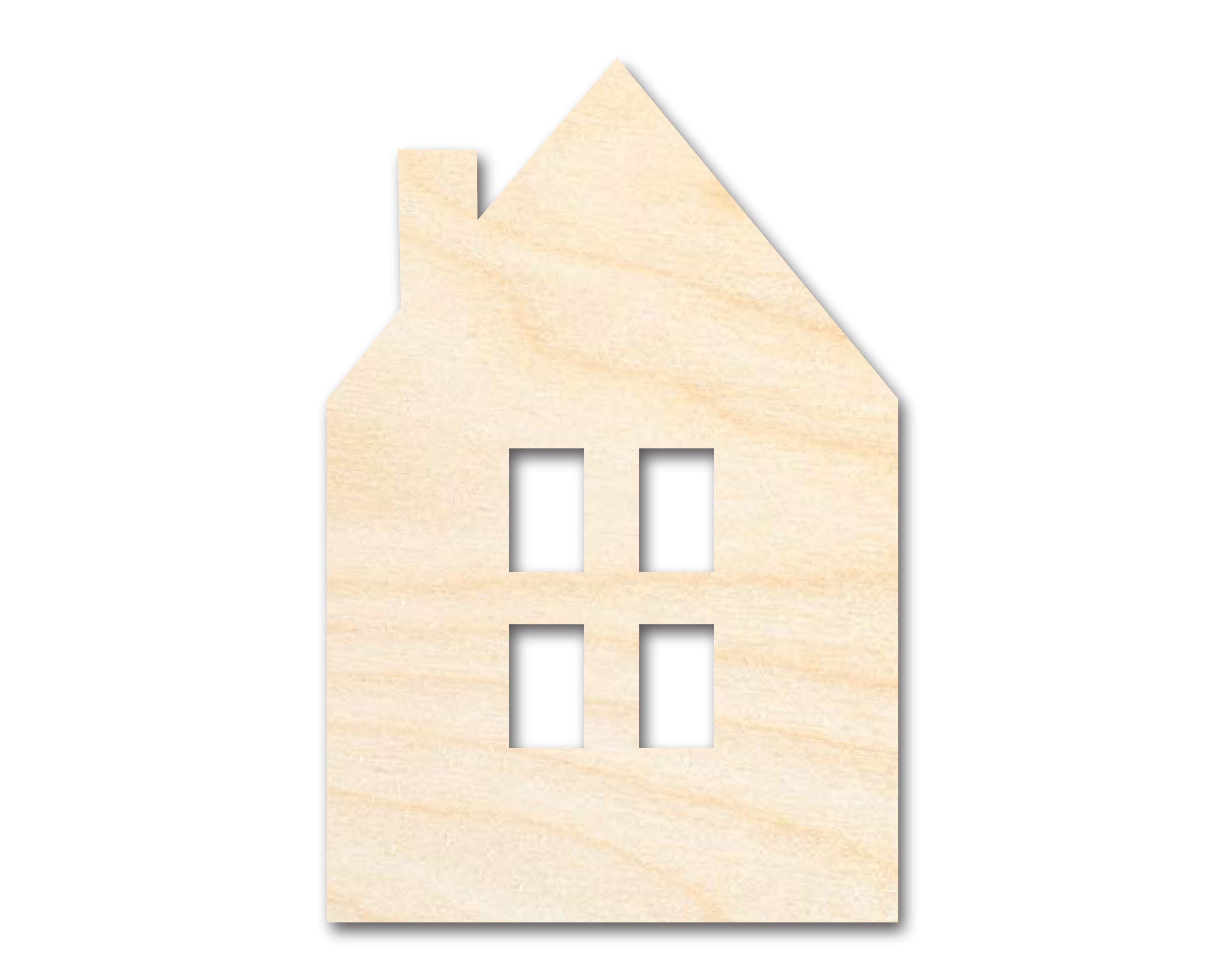 Unfinished Wood House Window Silhouette Shape | DIY Craft Cutout | Up to 36"