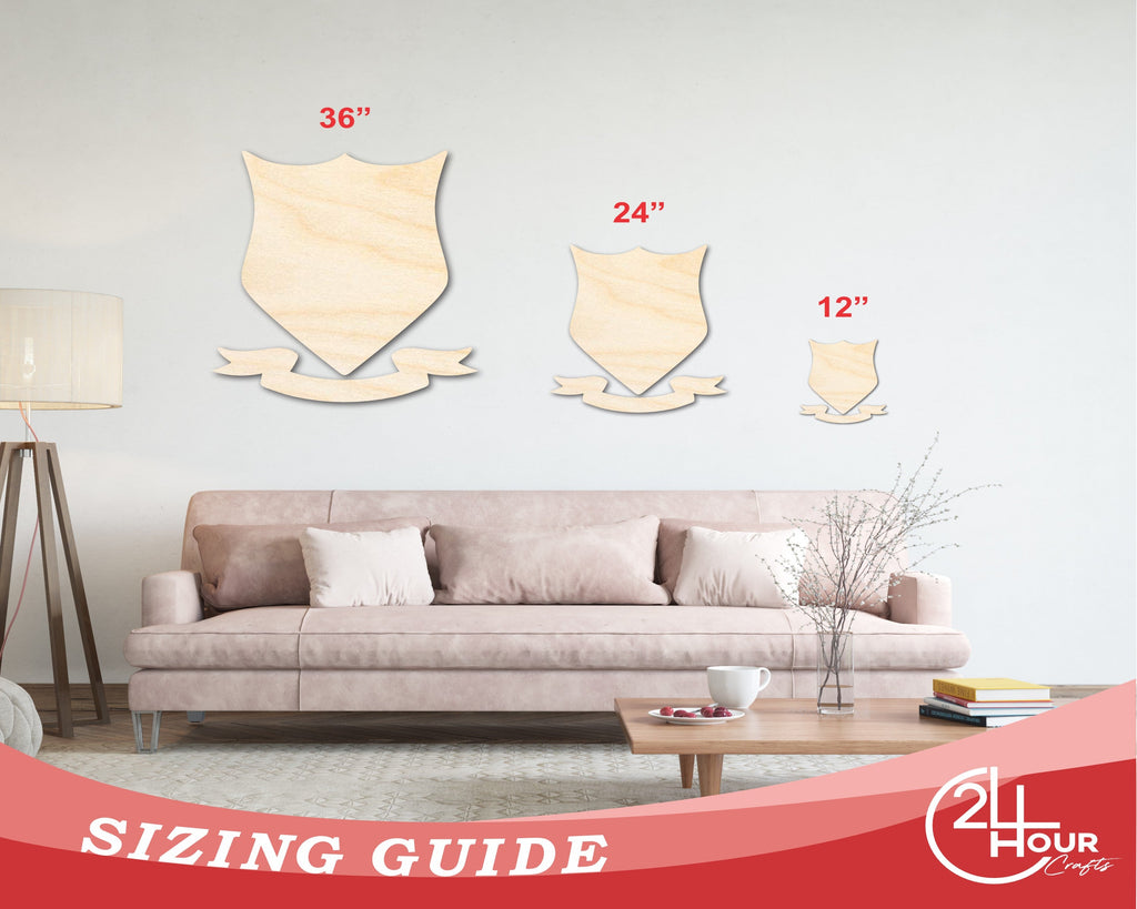Unfinished Wood Coat of Arms Shape - Craft - up to 46"