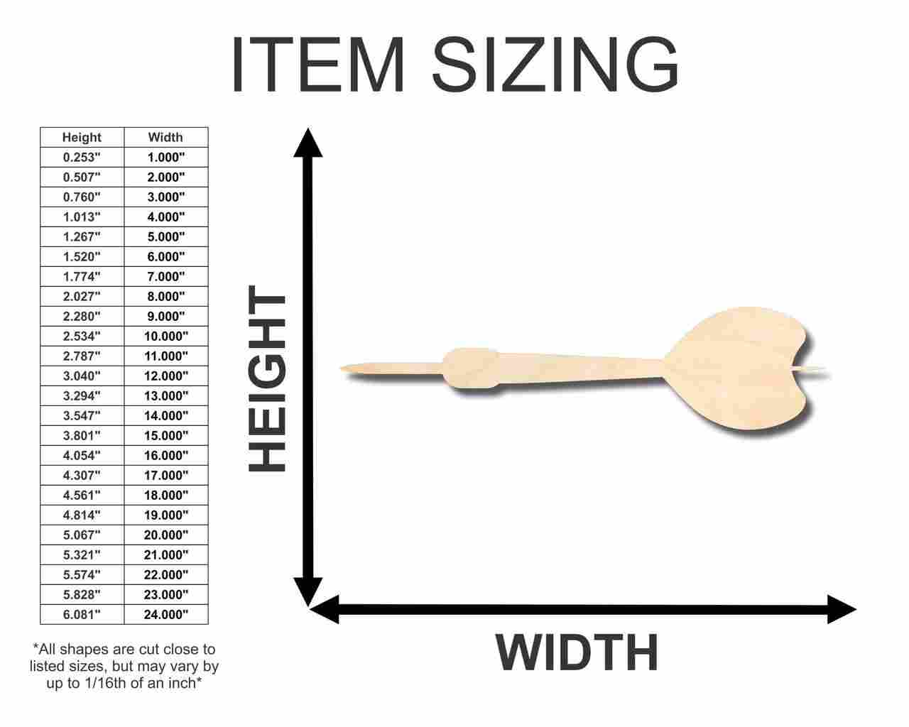 Unfinished Wood Dart Shape - Craft - up to 46" DIY