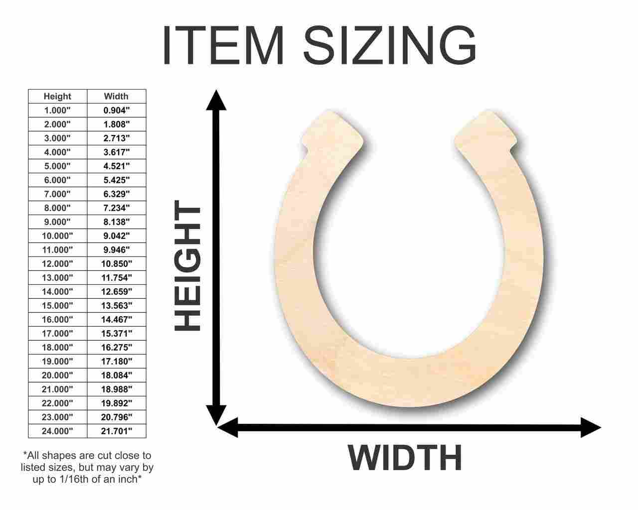 Unfinished Wood Horseshoe Shape - Farm Ranch - Animal - Craft - up to 46" DIY
