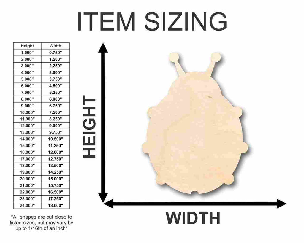 Unfinished Wood Ladybug Shape -Insect - Animal - Wildlife - Craft - up to 46" DIY