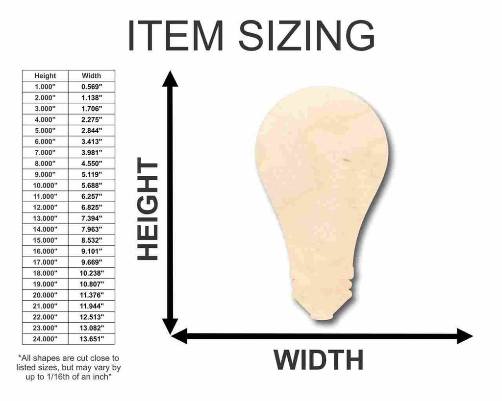 Unfinished Wood Light Bulb Shape - Idea - Craft - up to 46" DIY