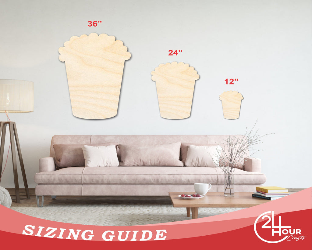 Unfinished Wood Popcorn Shape - Food Craft - up to 46" DIY
