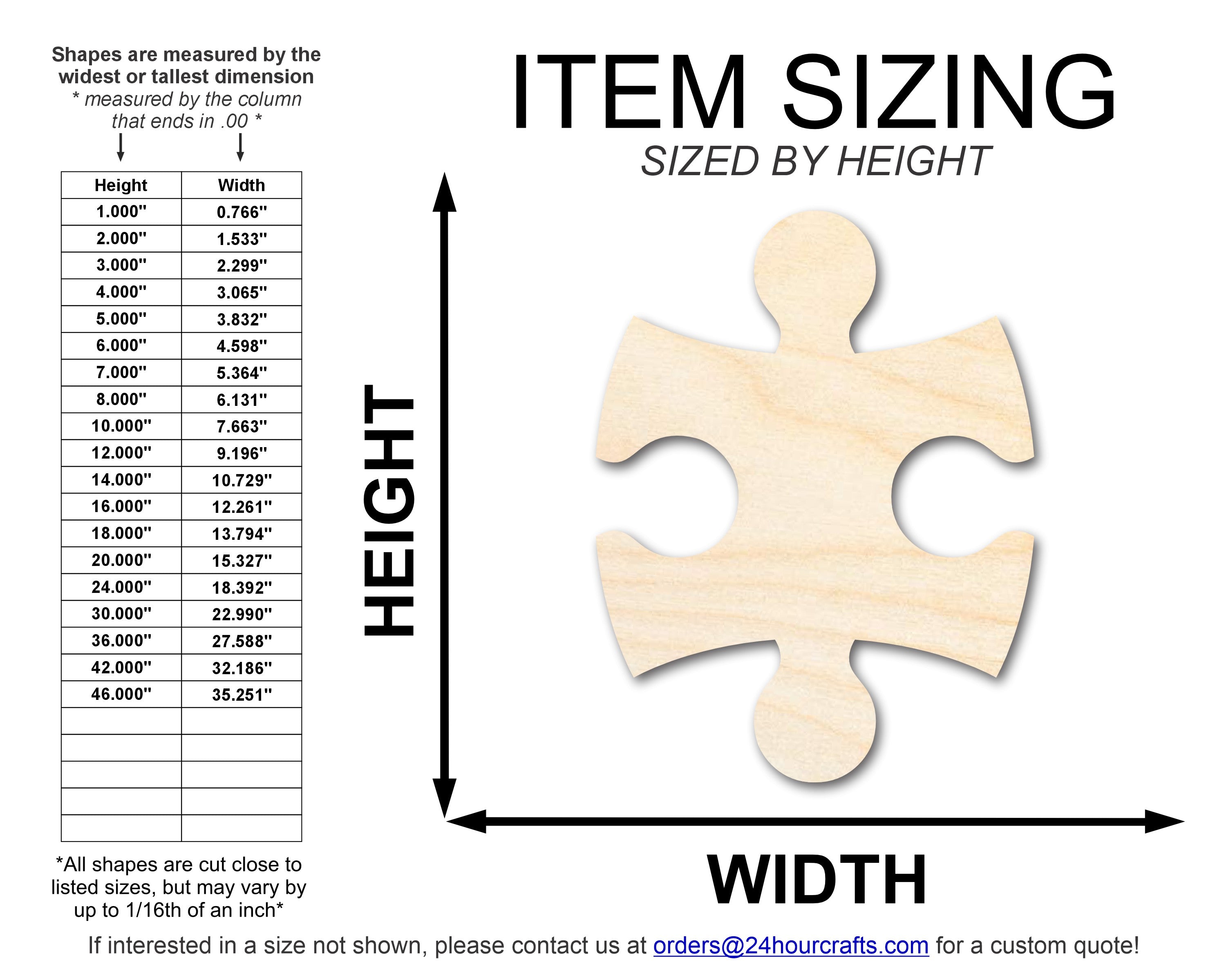 Unfinished Wood Interlocking Puzzle Shape | Autism Awareness | Craft Cutout | up to 46" DIY
