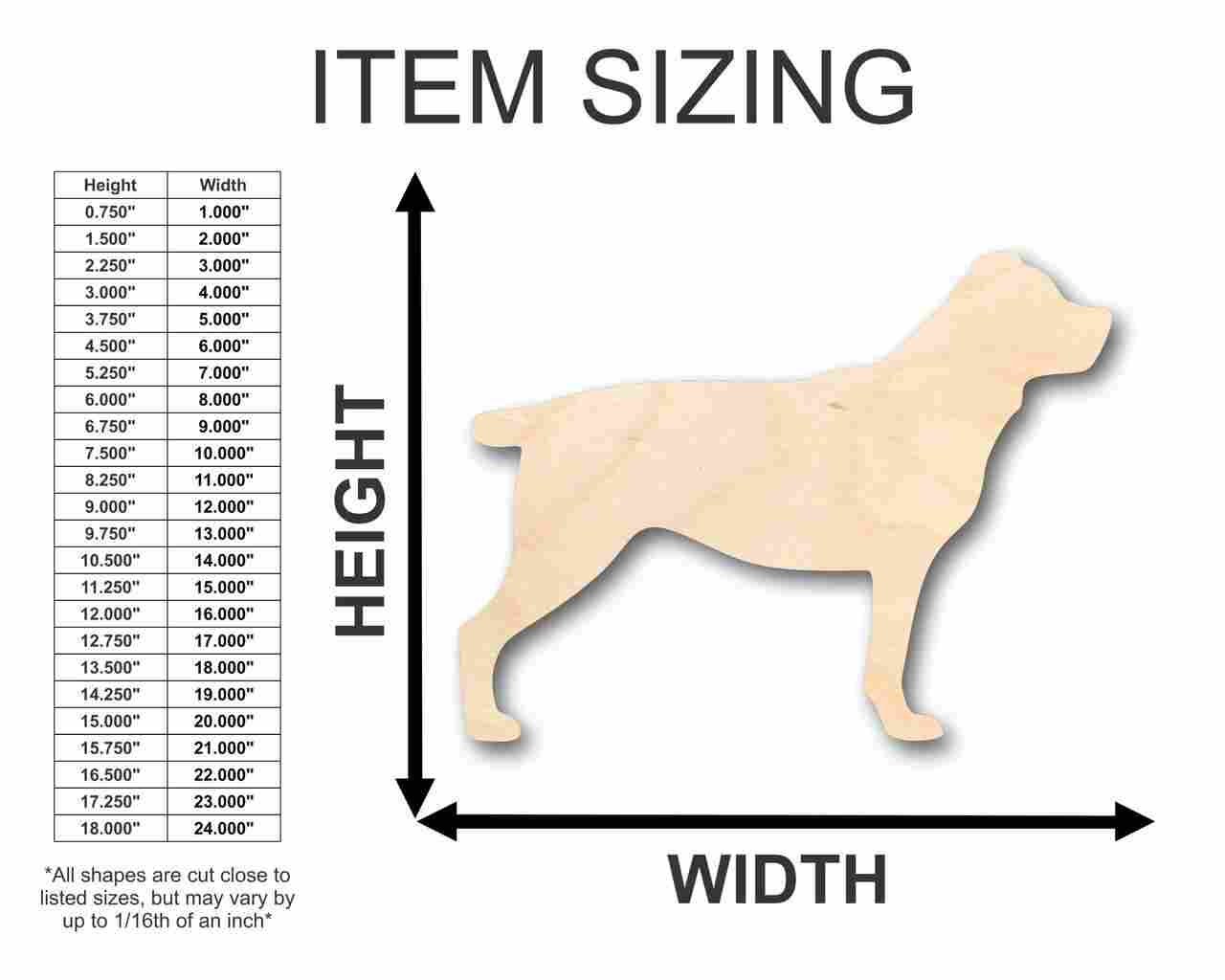 Unfinished Wood Rottweiler Dog Shape - Animal - Pet - Craft - up to 46" DIY