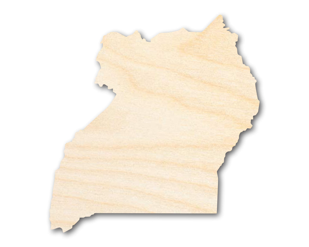 Unfinished Wood Uganda Country Shape - East Africa Craft - up to 46" DIY