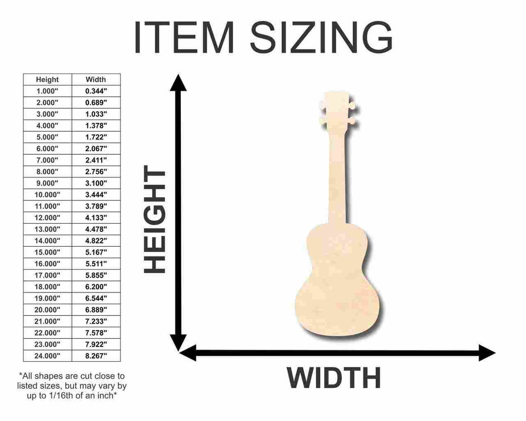Unfinished Wood Ukulele Shape - Music - Hawaii - Craft- up to 46" DIY