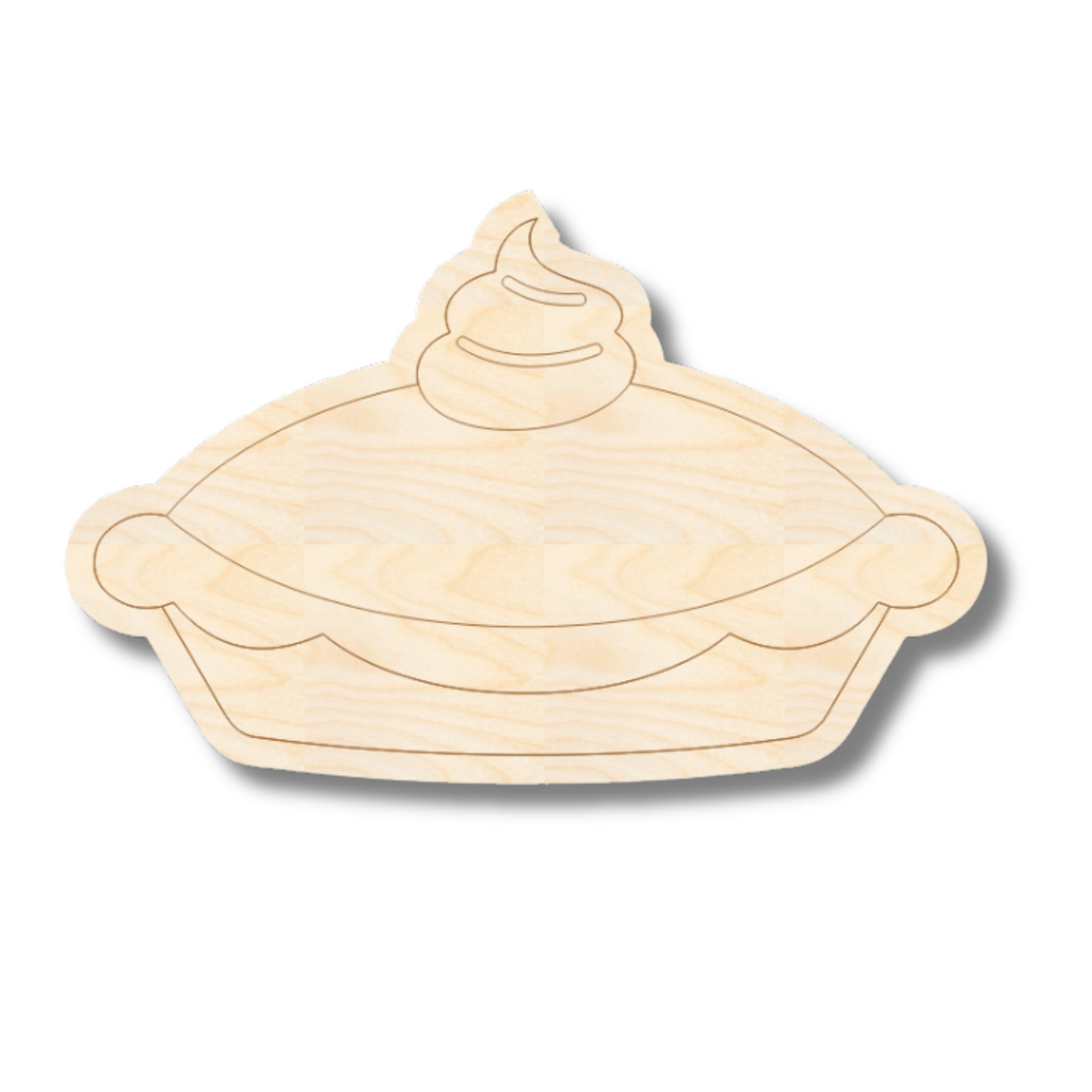 Unfinished Wood Etched Pumpkin Pie Shape | Paint By Line Crafts | up to 30" DIY