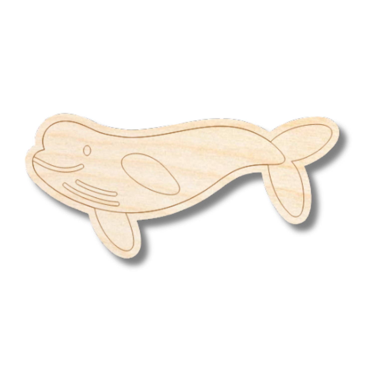 Unfinished Wood Etched Beluga Whale Shape | Paint By Line Crafts | up to 30" DIY