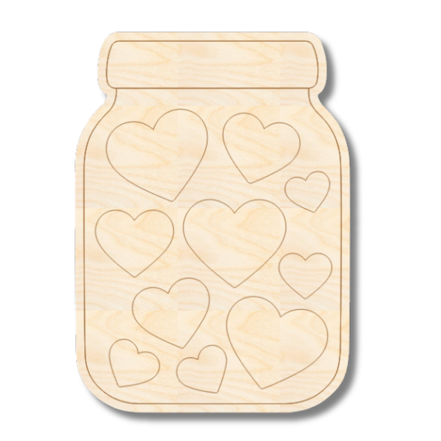 Unfinished Wood Etched Jar of Hearts Shape | Paint By Line Crafts | up to 30" DIY