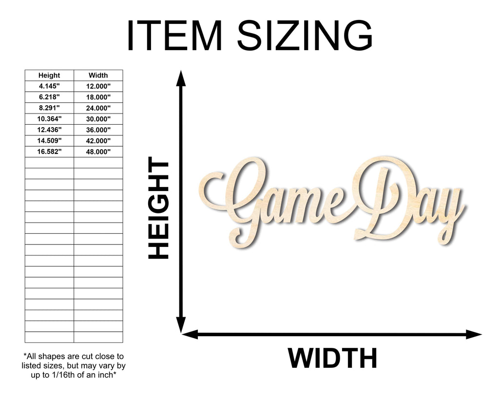 Unfinished Wood Game Day Shape - Word Craft - up to 46"