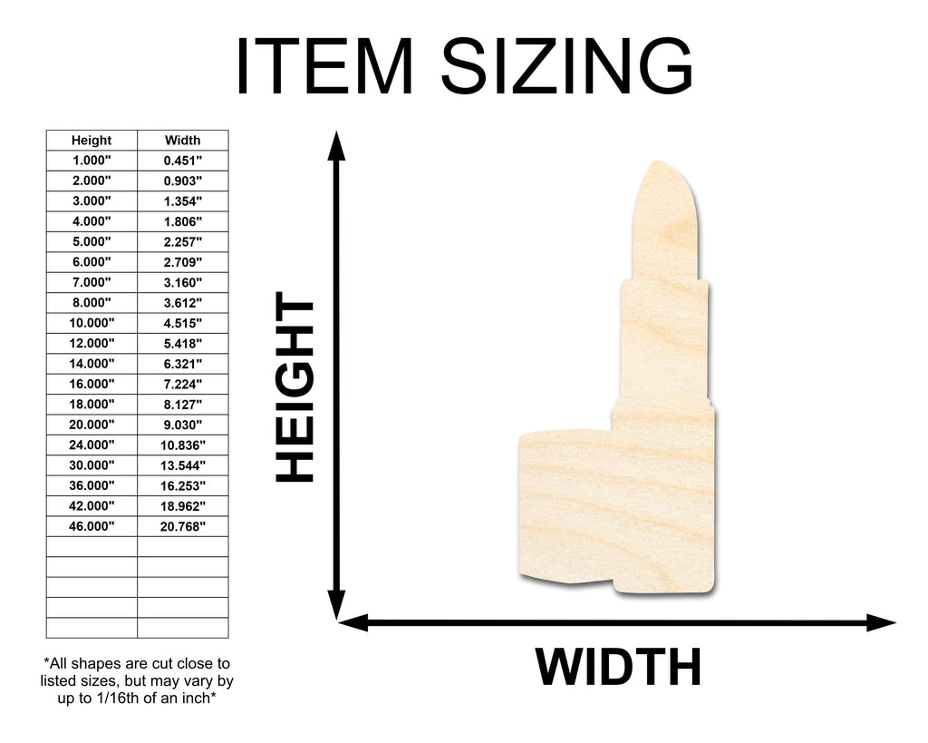 Unfinished Wood Lipstick Shape - Craft - up to 46" DIY