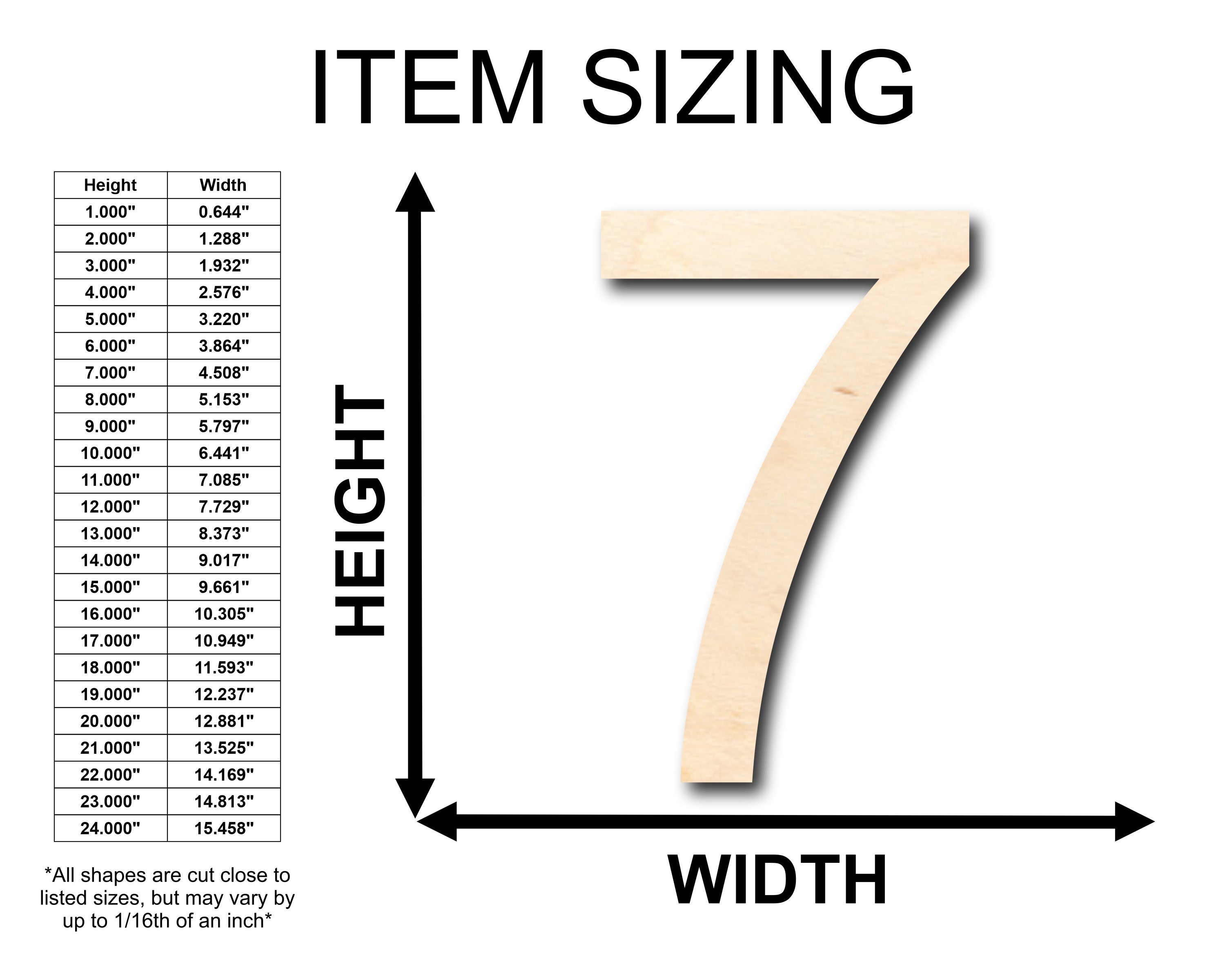 Unfinished Wood Arial Number 7 Shape - Craft - up to 46" DIY