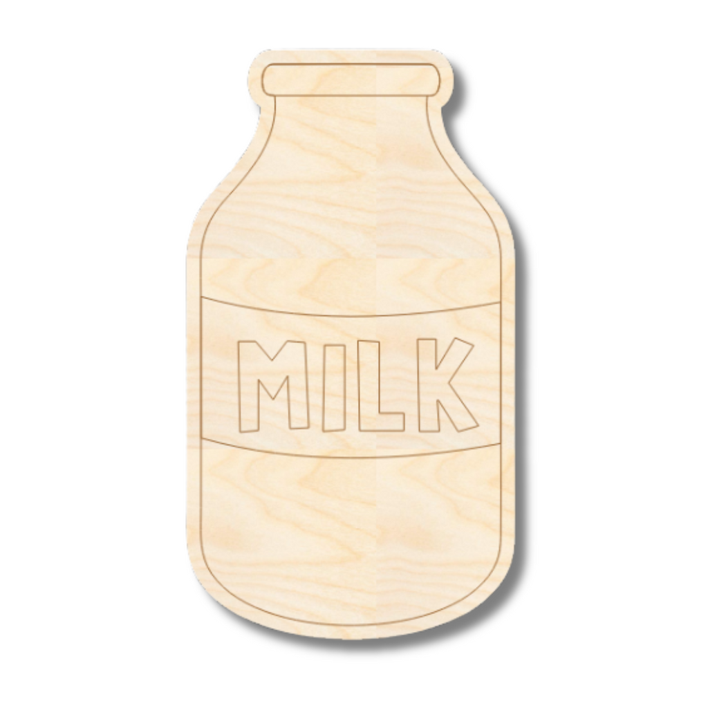 Unfinished Wood Etched Milk Shape | Paint By Line Crafts | up to 30" DIY