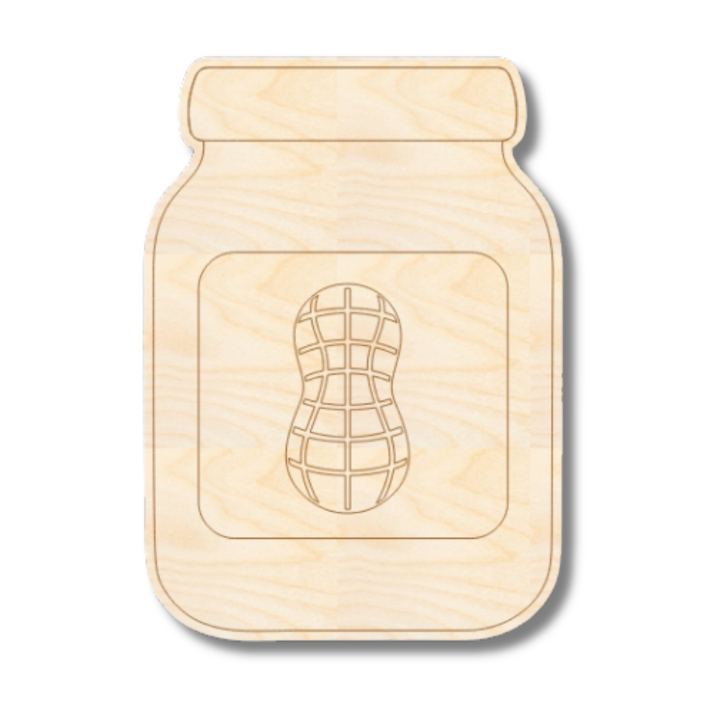 Unfinished Wood Etched Peanut Butter Shape | Paint By Line Crafts | up to 30" DIY