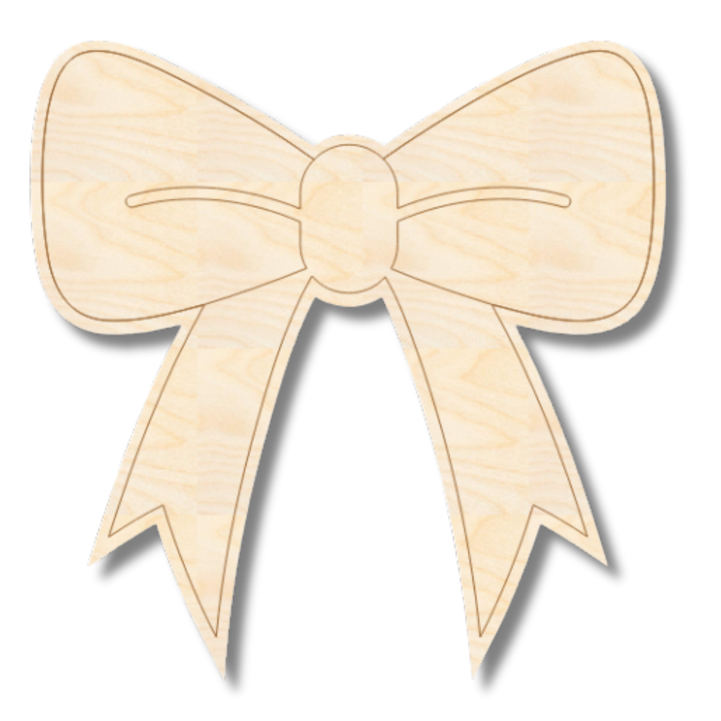Unfinished Wood Etched Bow Shape | Paint By Line Crafts | up to 30" DIY