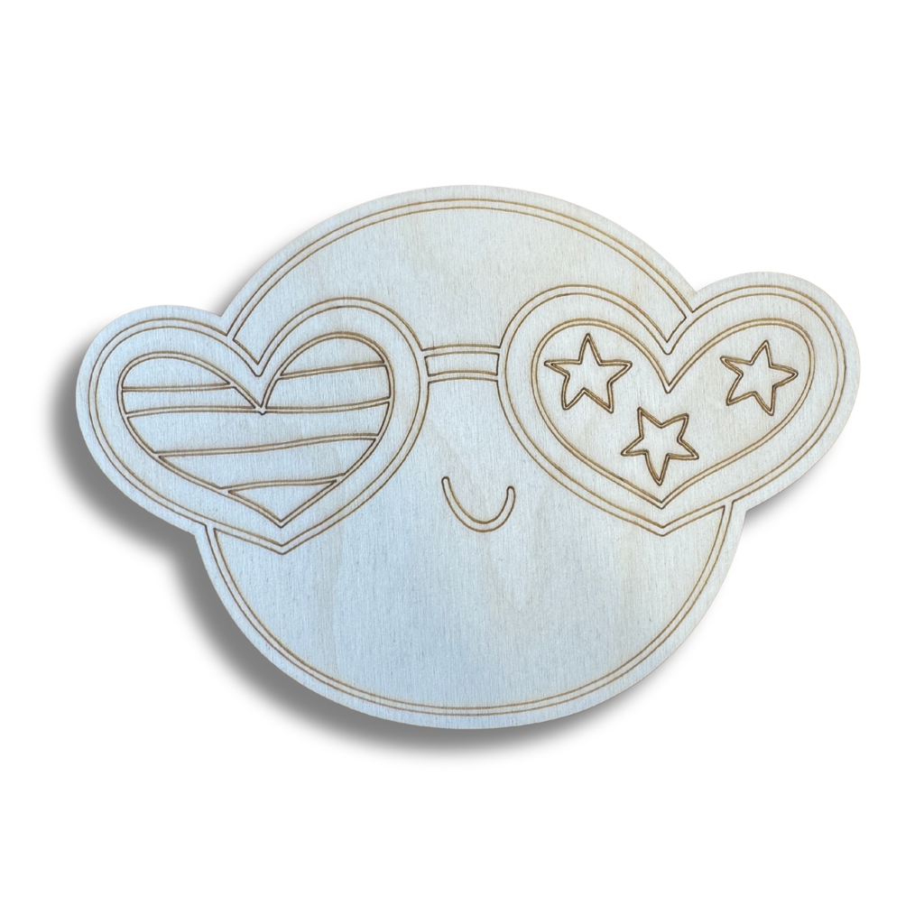 Unfinished Wood Etched Groovy Sunglasses Shape | Paint By Line Crafts | up to 30" DIY