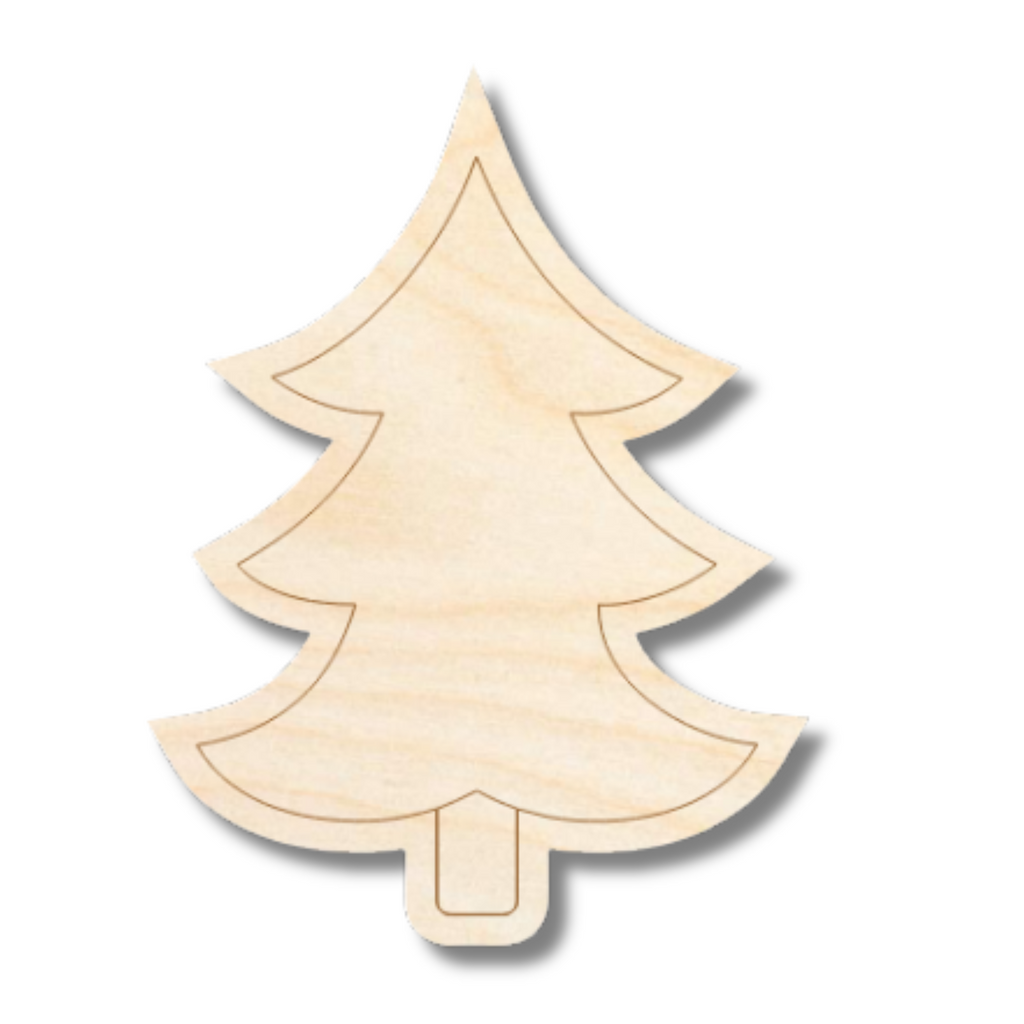 Unfinished Wood Etched Simple Tree Shape | Paint By Line Crafts | up to 30" DIY