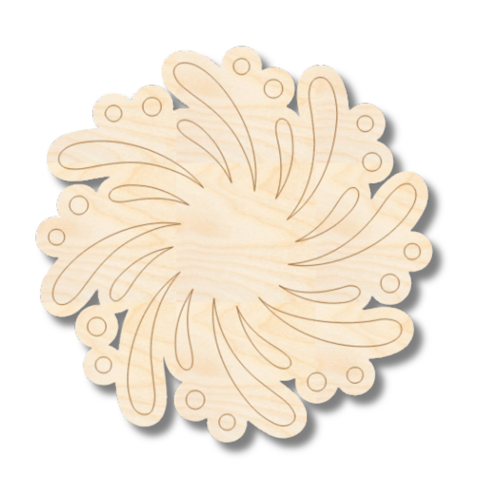 Unfinished Wood Etched Swirl Firework Shape | Paint By Line Crafts | up to 30" DIY