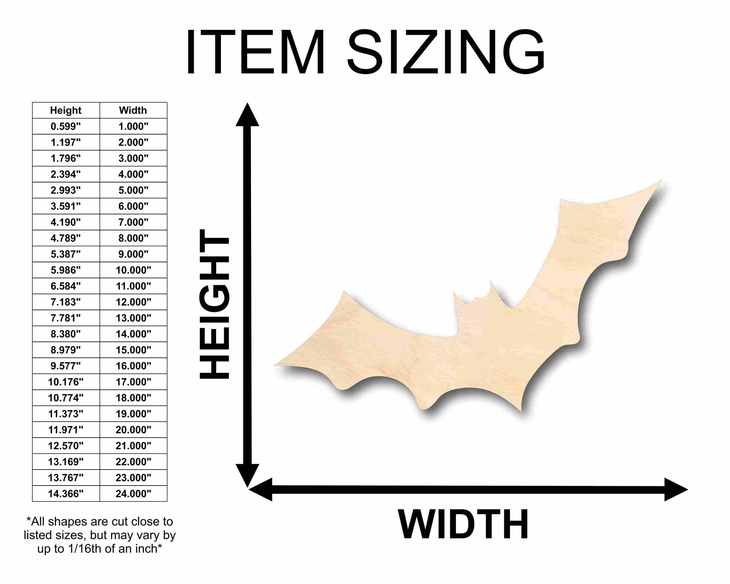 Unfinished Wood Bat Halloween Silhouette - Craft- up to 46" DIY