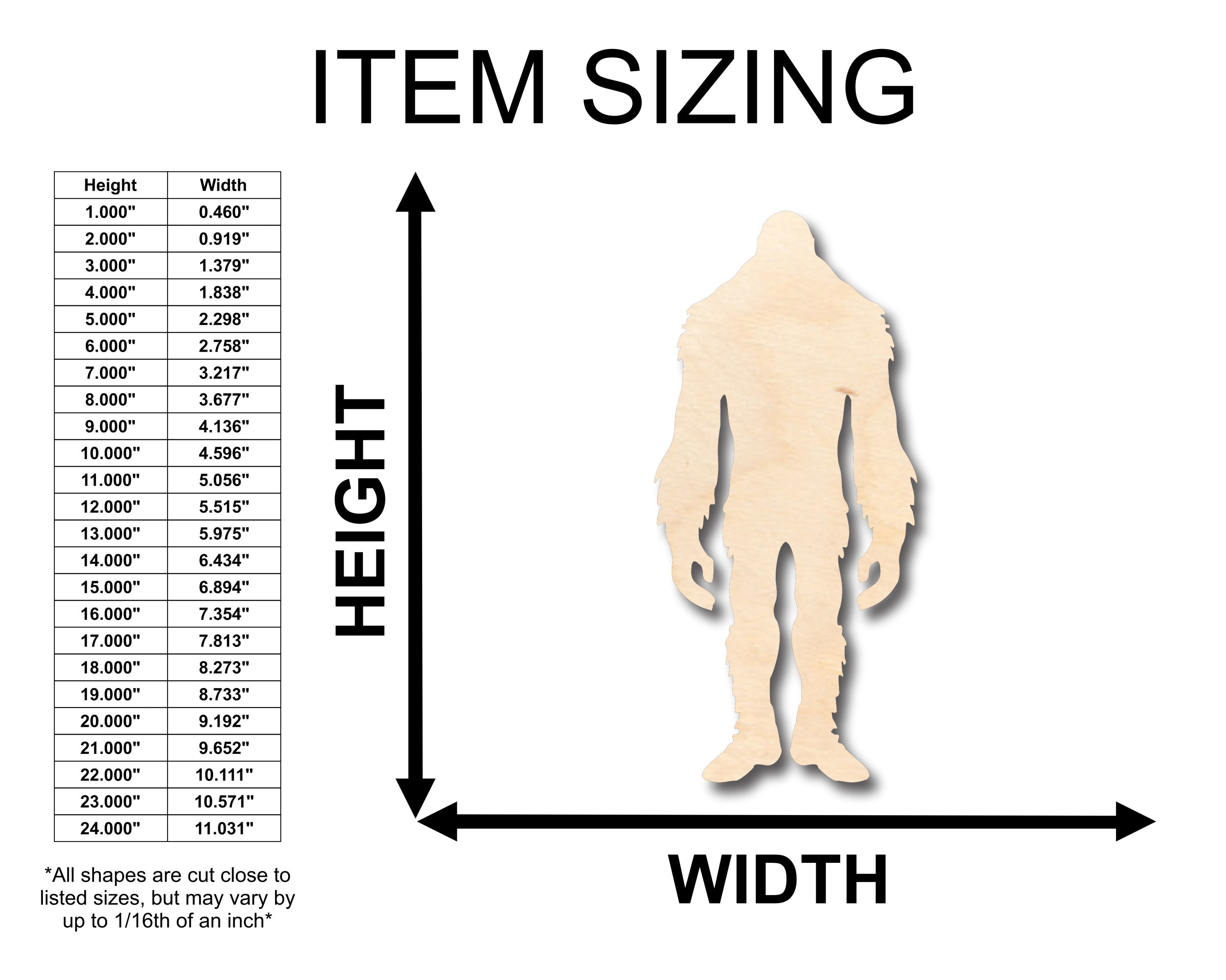 Unfinished Wood Sasquatch Bigfoot Shape - Craft - up to 46" DIY