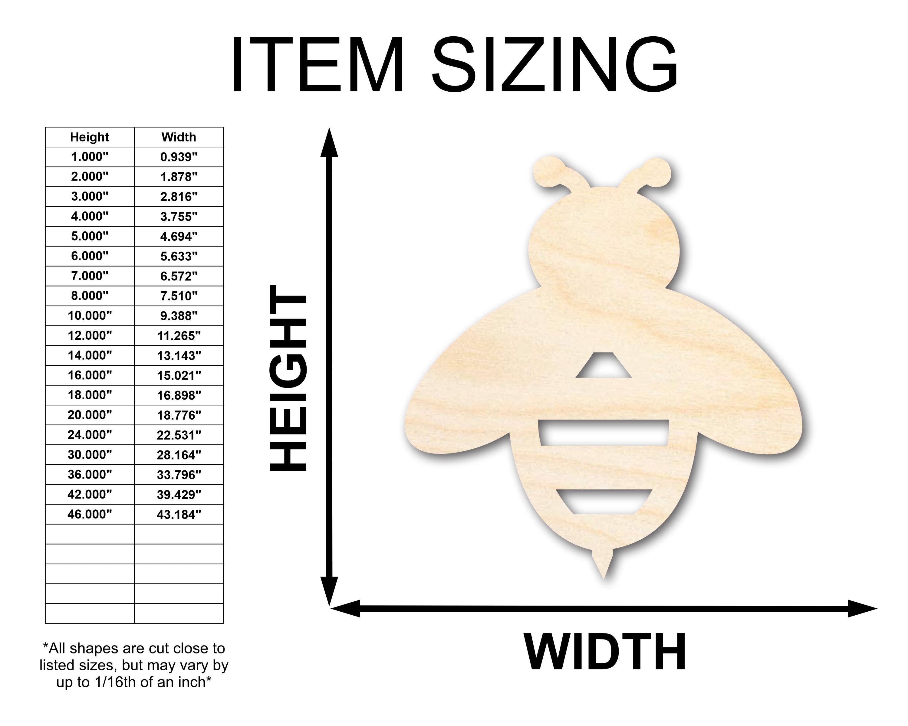 Unfinished Wood Bumble Bee Silhouette - Animal Craft - up to 46" DIY