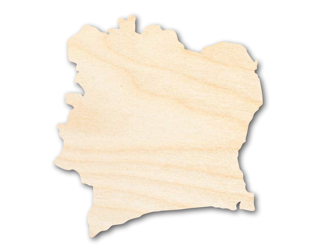 Unfinished Wood Cote d'Ivoire Country Shape - Ivory Coast West Africa Craft - up to 46" DIY