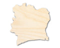 Unfinished Wood Cote d'Ivoire Country Shape - Ivory Coast West Africa Craft - up to 46" DIY