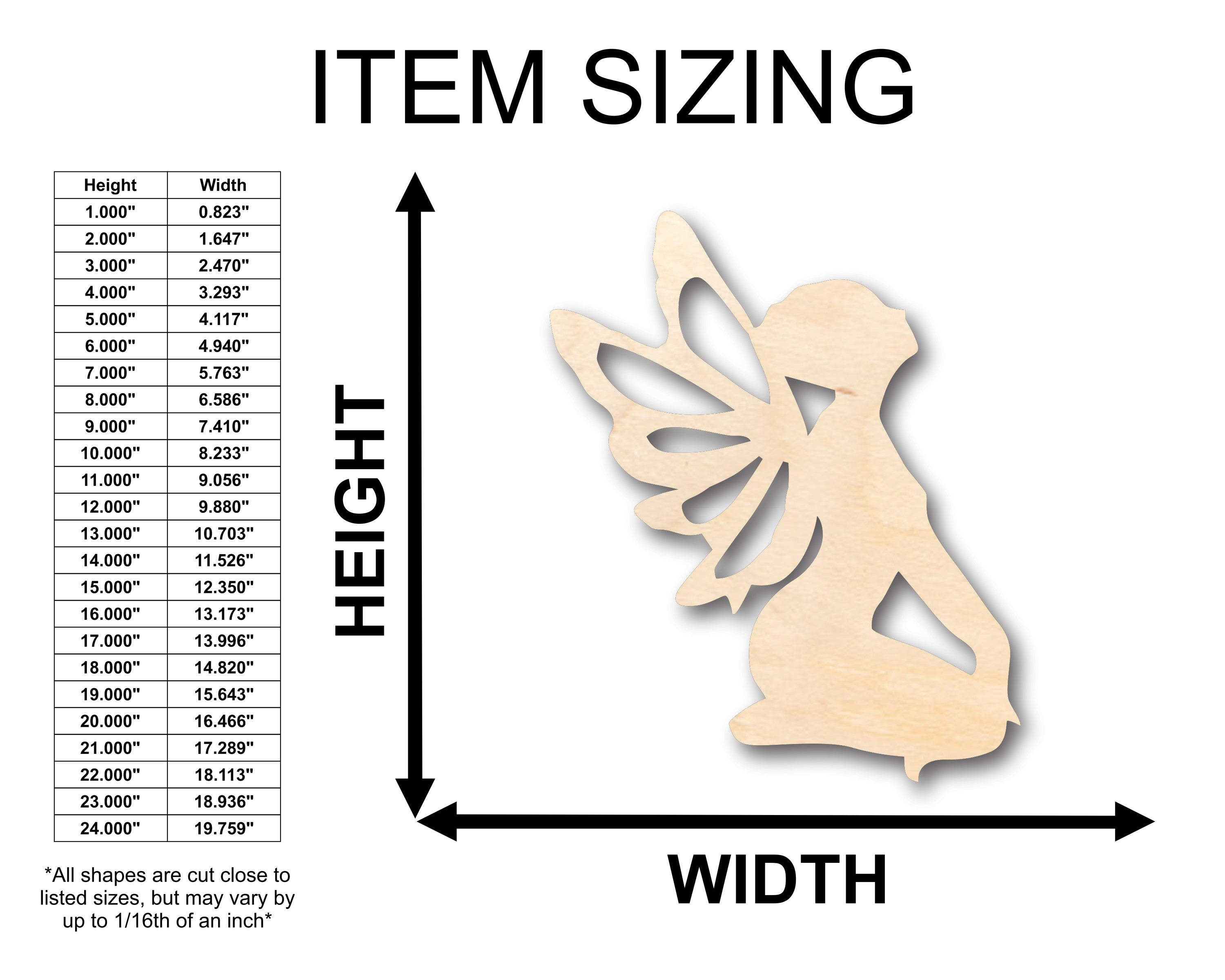 Unfinished Wood Fairy Shape - Craft - up to 46" DIY