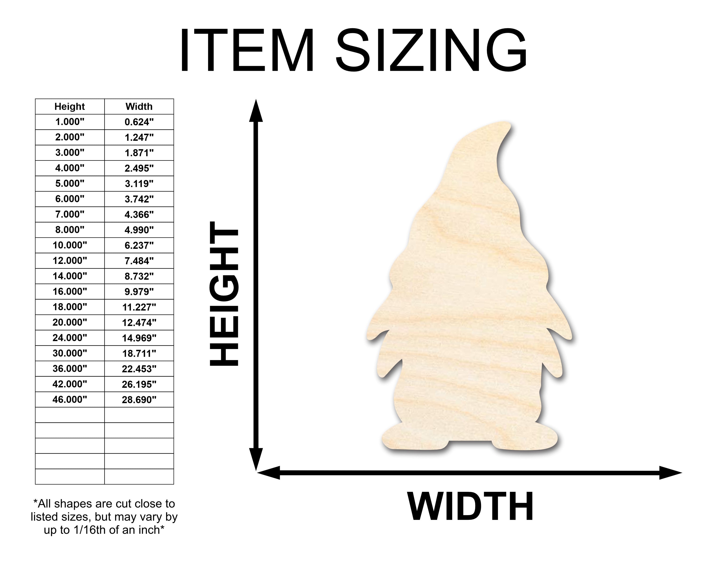 Unfinished Wood Garden Gnome Silhouette - Craft - up to 46" DIY