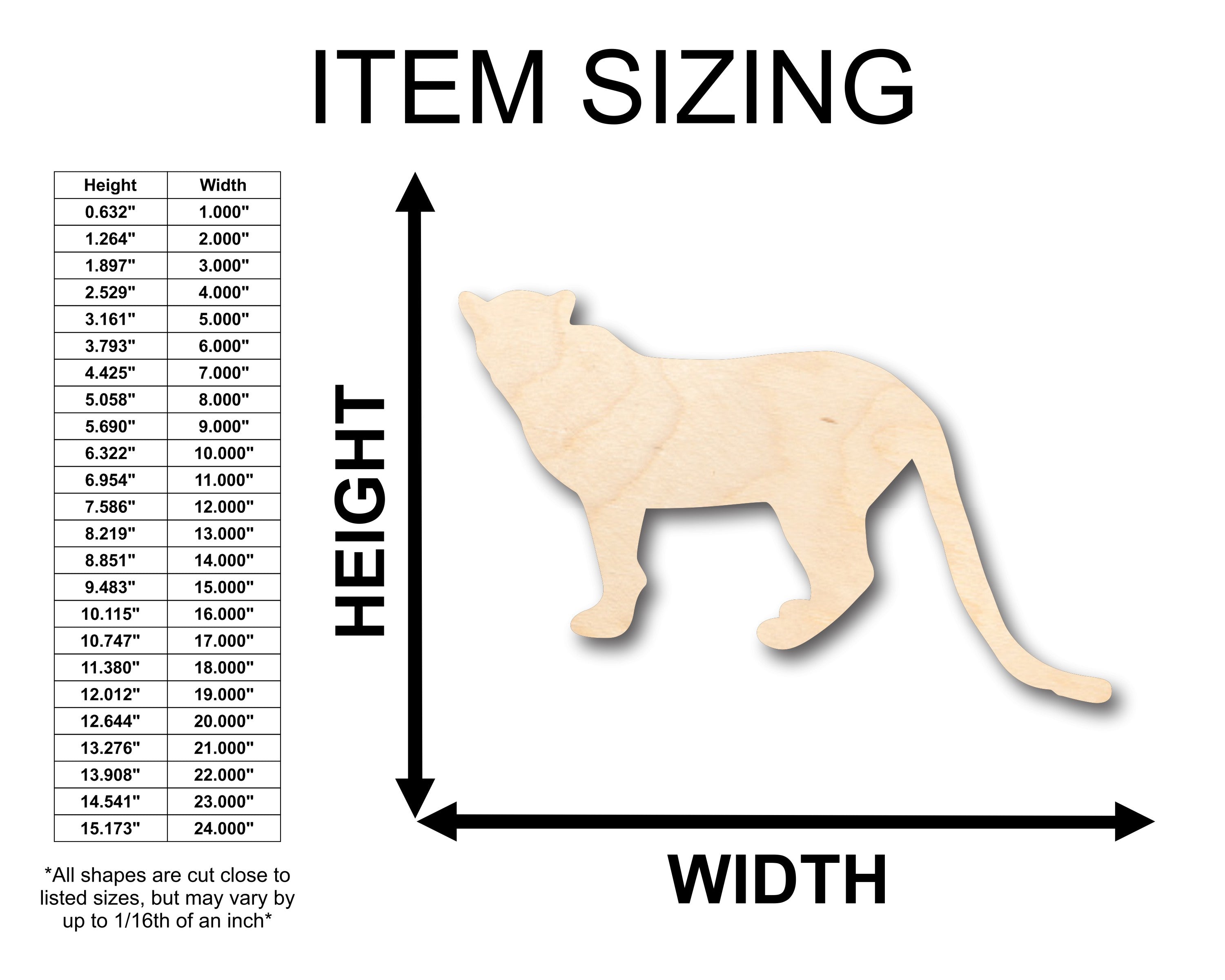 Unfinished Wood Leopard Cheetah Lion Big Cat Shape - Craft - up to 46" DIY
