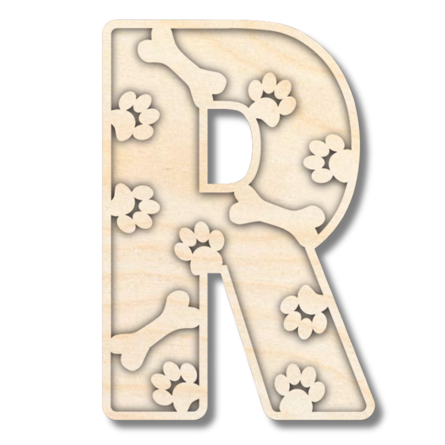 Unfinished Wood Layered Themed Letters | Paw Print | A-Z | 2 Piece | up to 24"