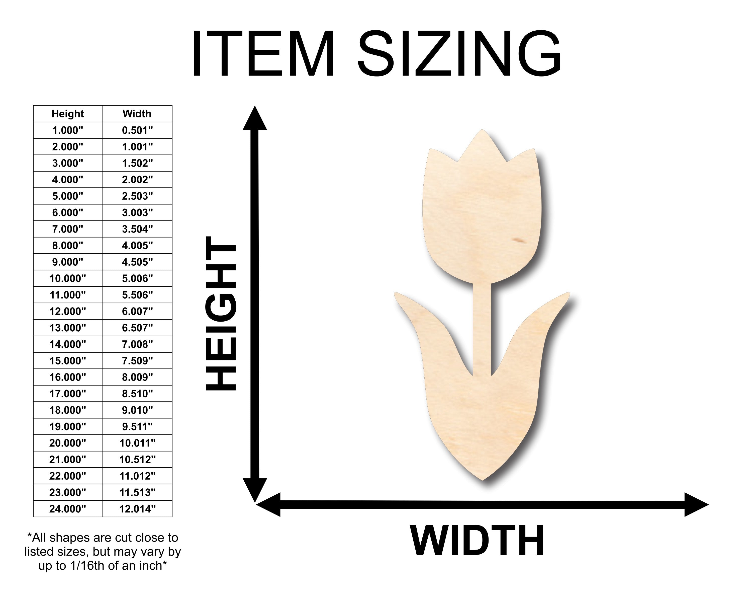 Unfinished Wood Tulip Flower Shape - Craft - up to 46" DIY