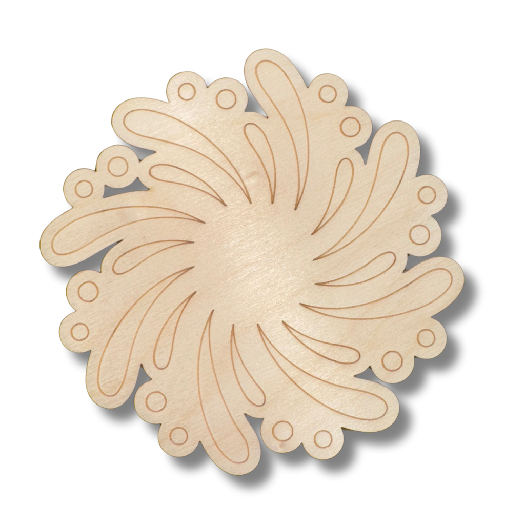 Unfinished Wood Etched Swirl Firework Shape | Paint By Line Crafts | up to 30" DIY