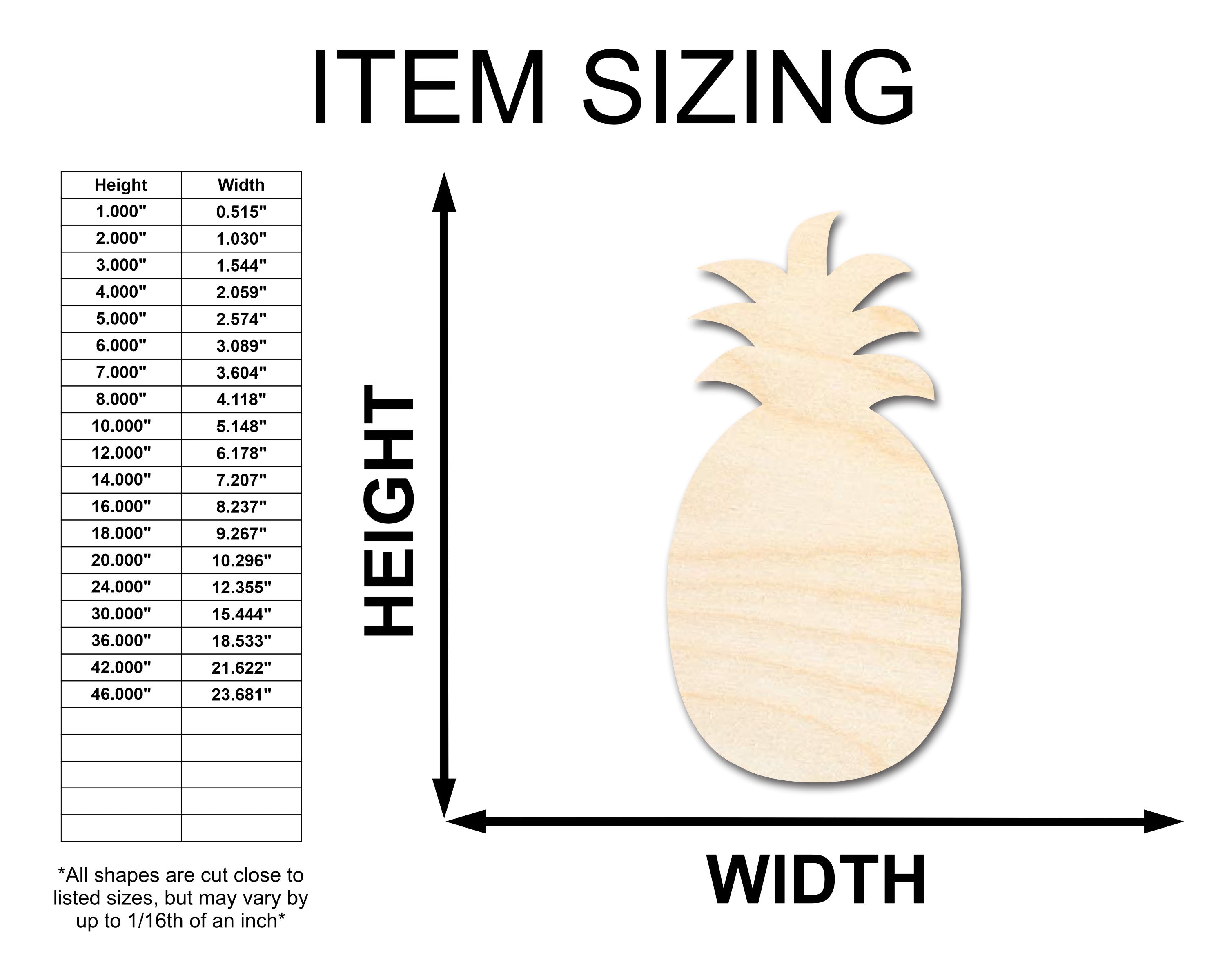 Unfinished Wood Crafty Pineapple Shape - Craft - up to 46"