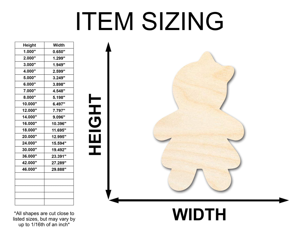 Unfinished Wood Gingerbread Girl Shape - Craft - up to 46"