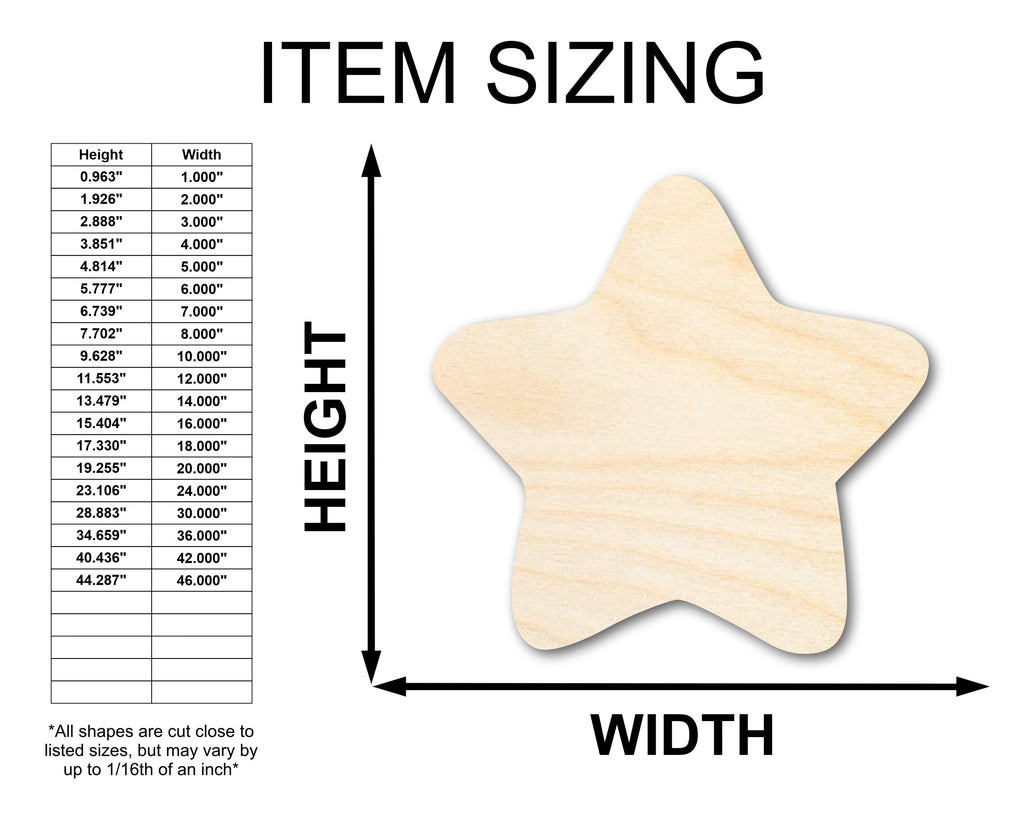 Unfinished Wood Marshmallow Star Shape - Craft - up to 46"