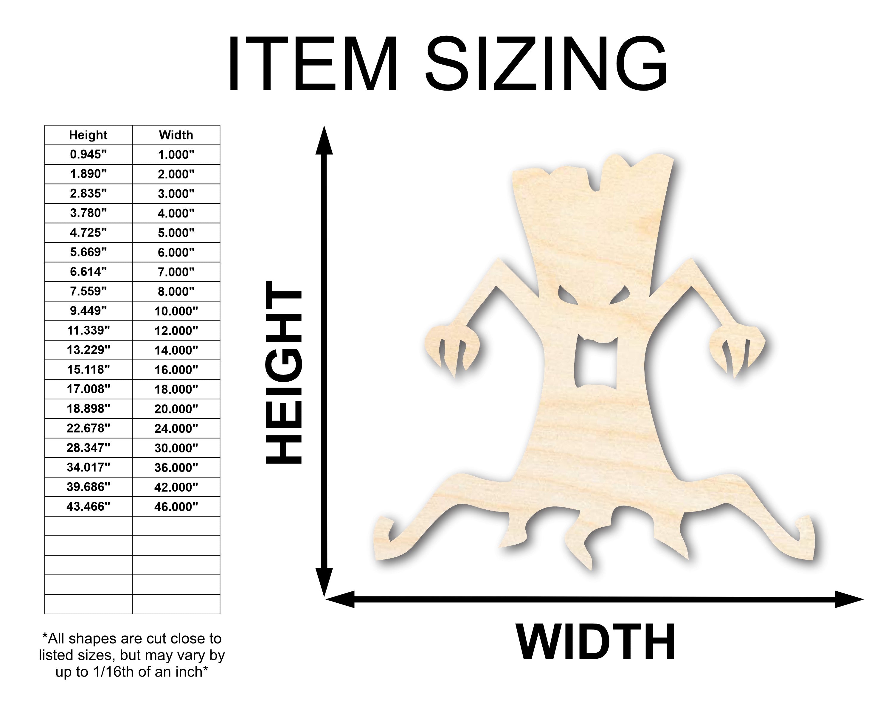 Unfinished Wood Scary Tree Shape - Craft - up to 46"