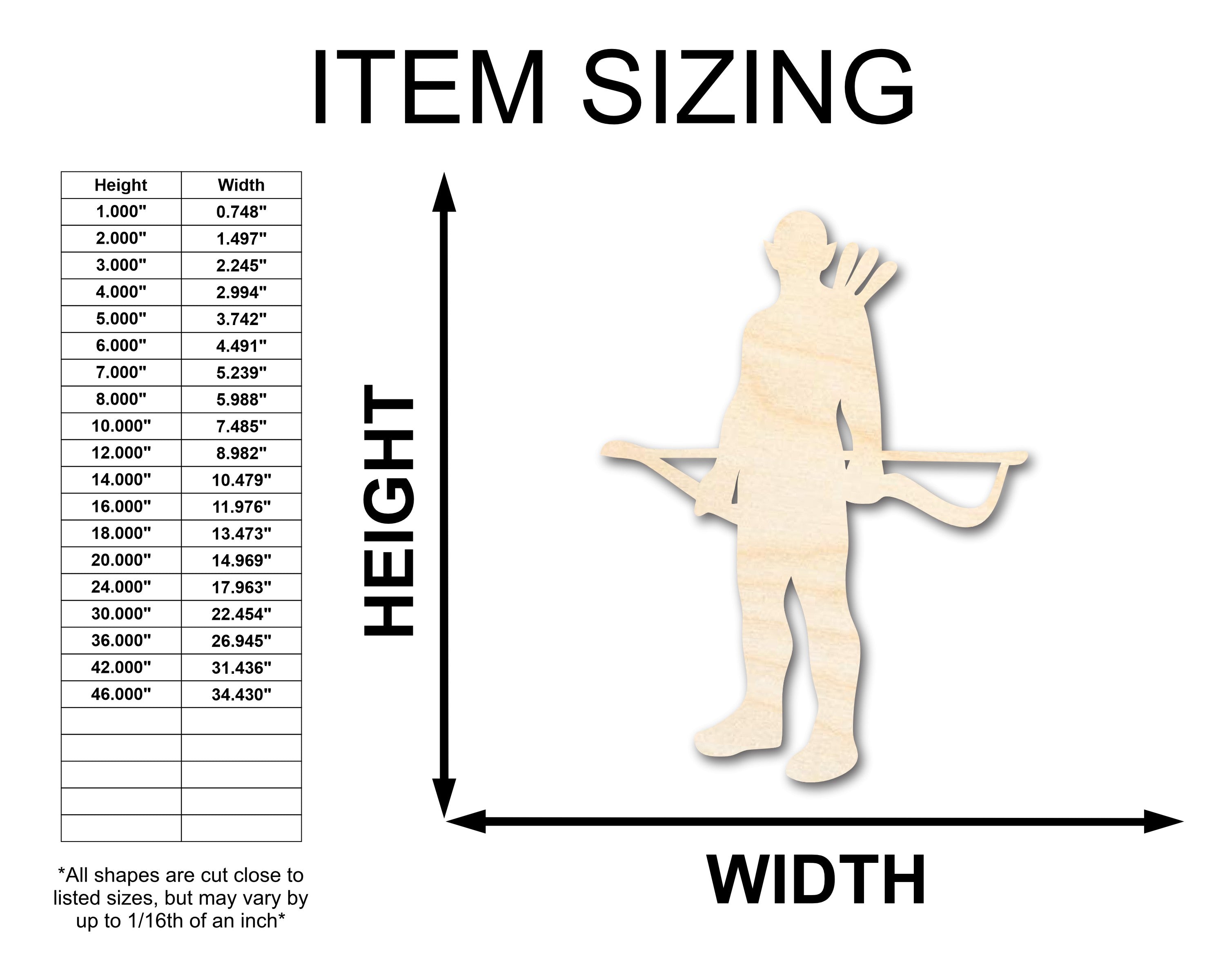 Unfinished Wood Elven Archer Shape - Craft - up to 46"
