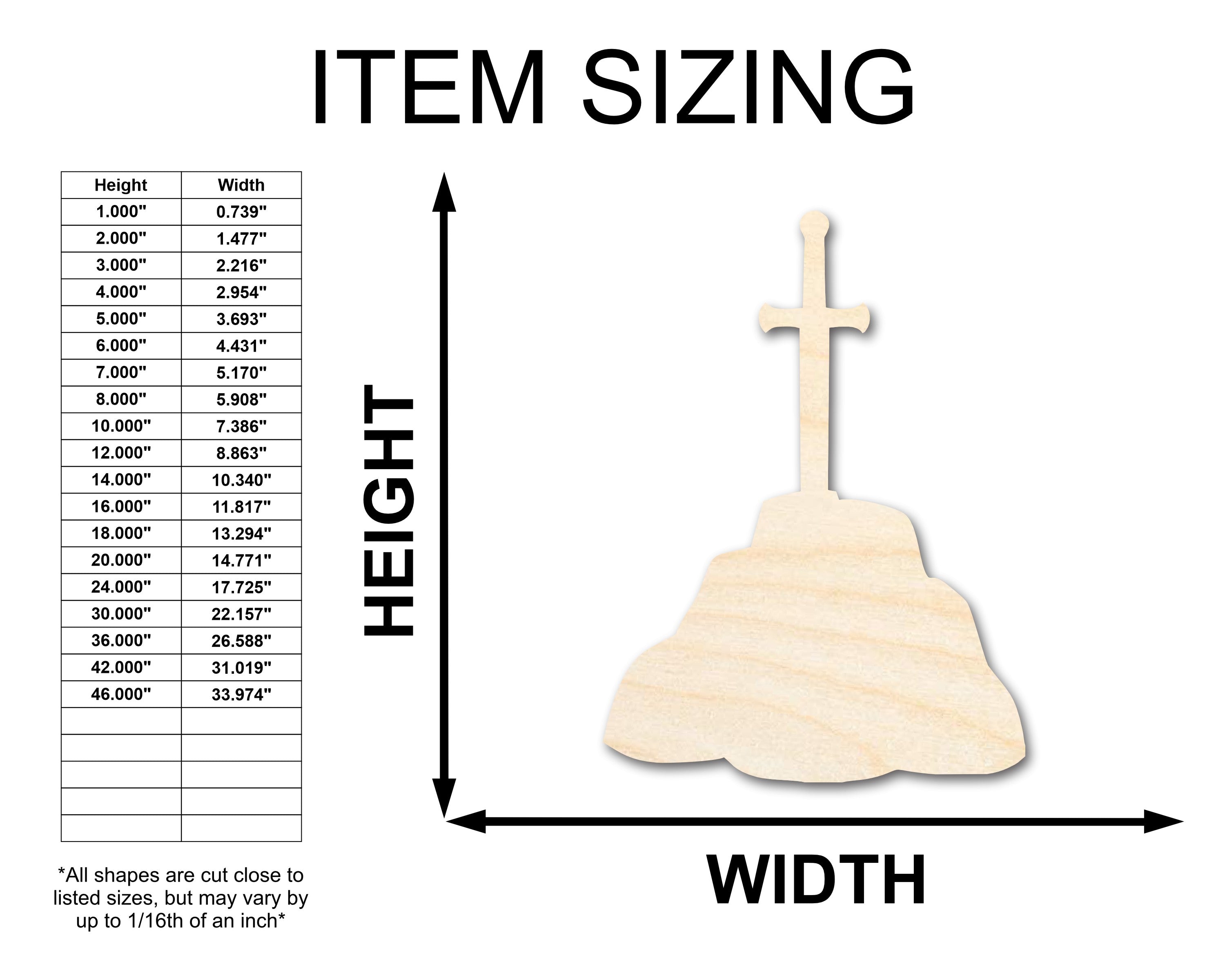Unfinished Wood Sword in Stone Shape - Craft - up to 46"