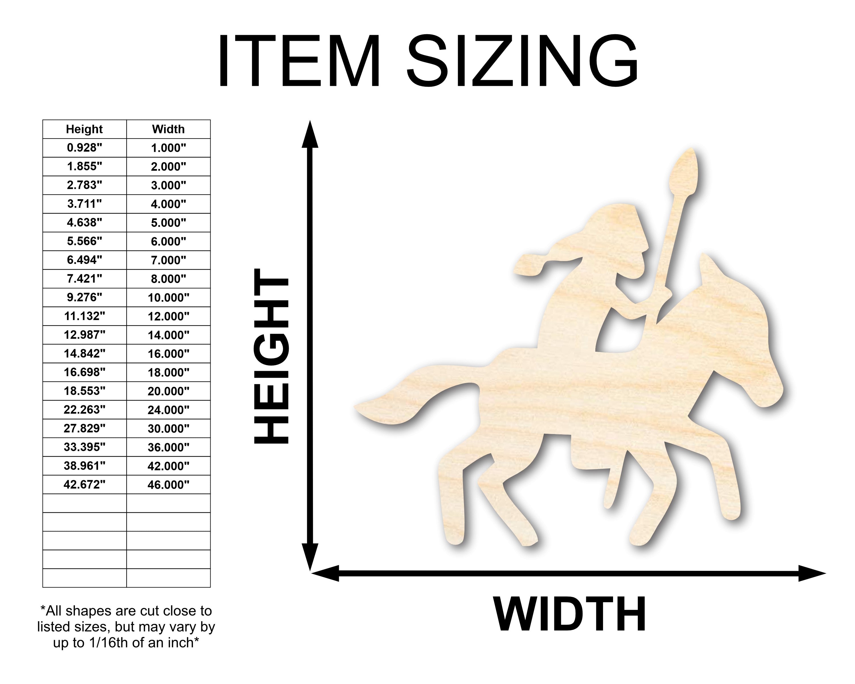 Unfinished Wood Spearman Shape - Craft - up to 46"