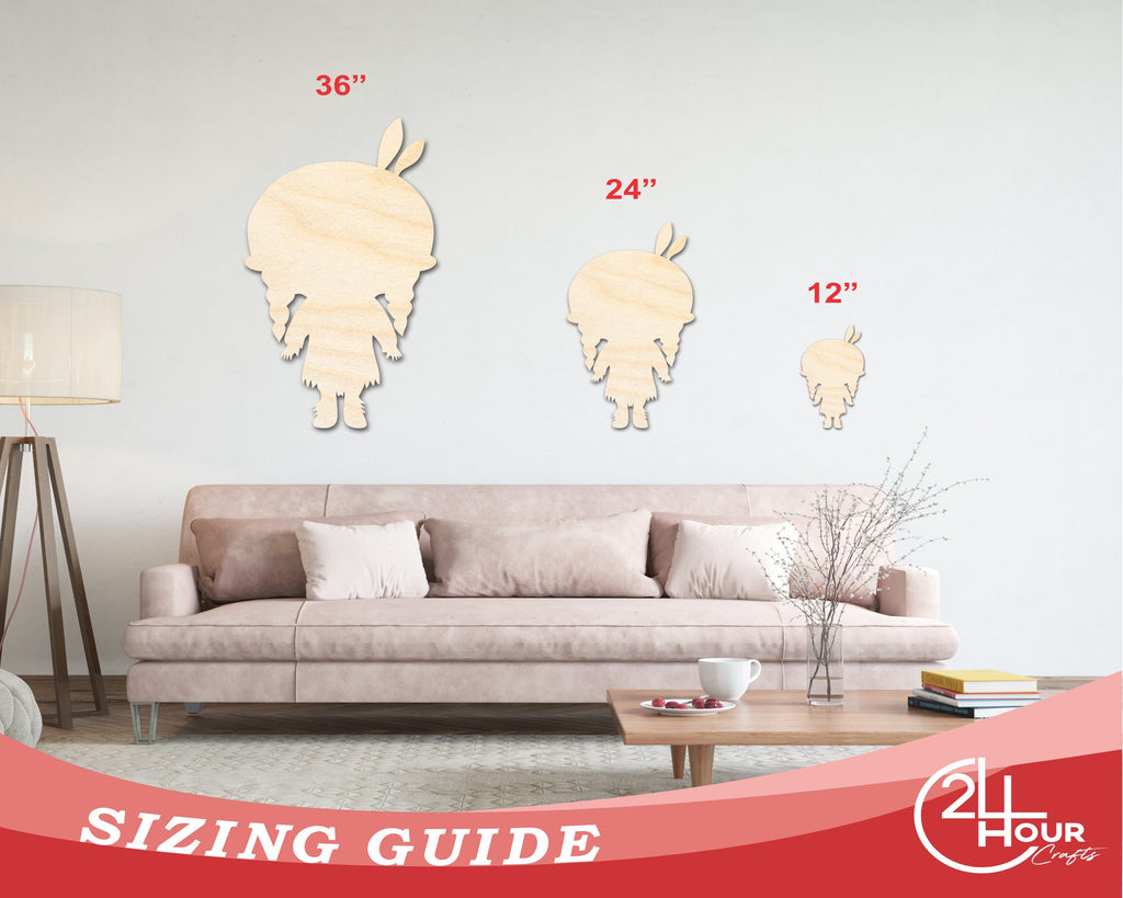 Unfinished Wood Native Girl Shape | Craft Cutout | up to 46" DIY