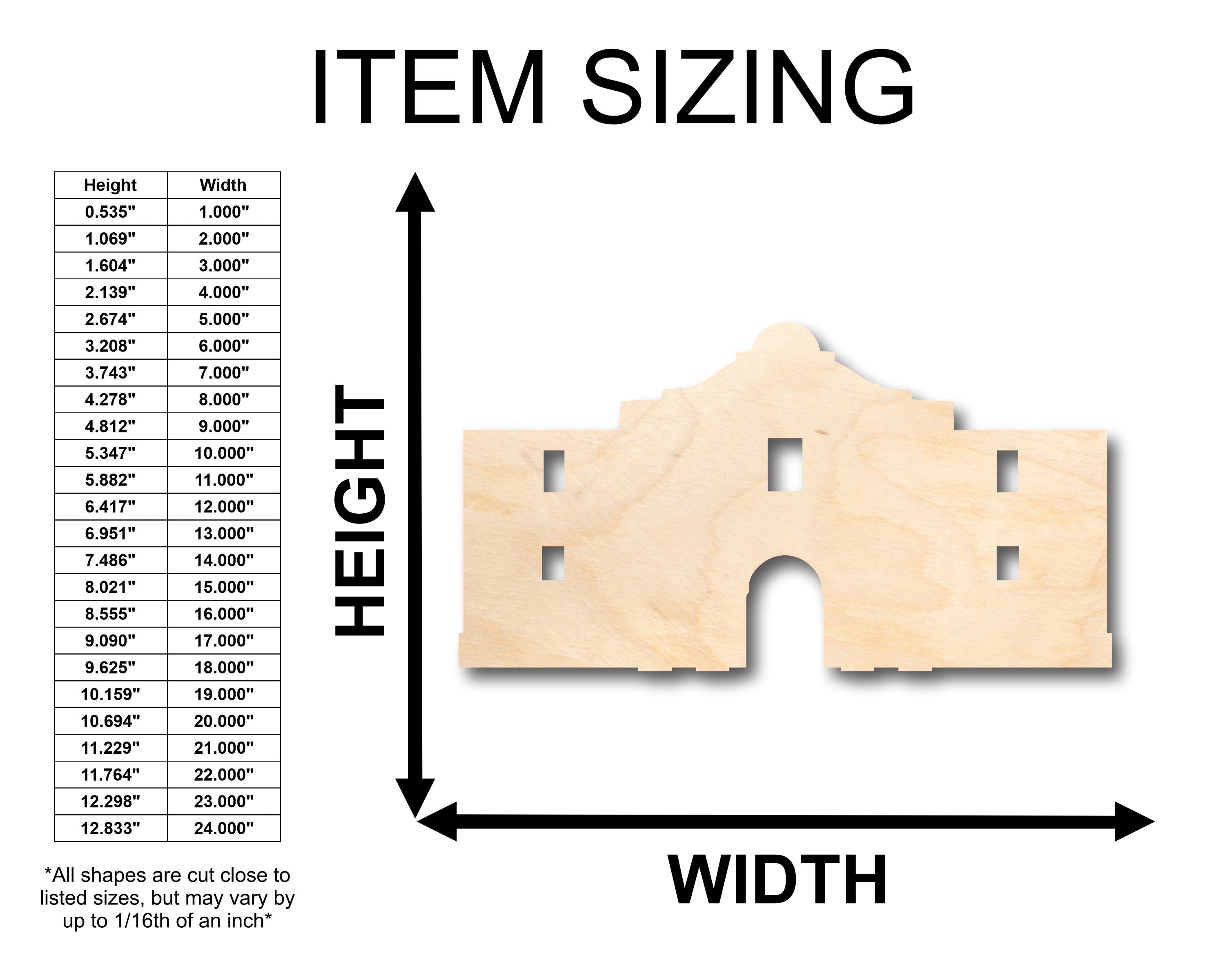 Unfinished Wood Alamo Shape - Craft - up to 46" DIY
