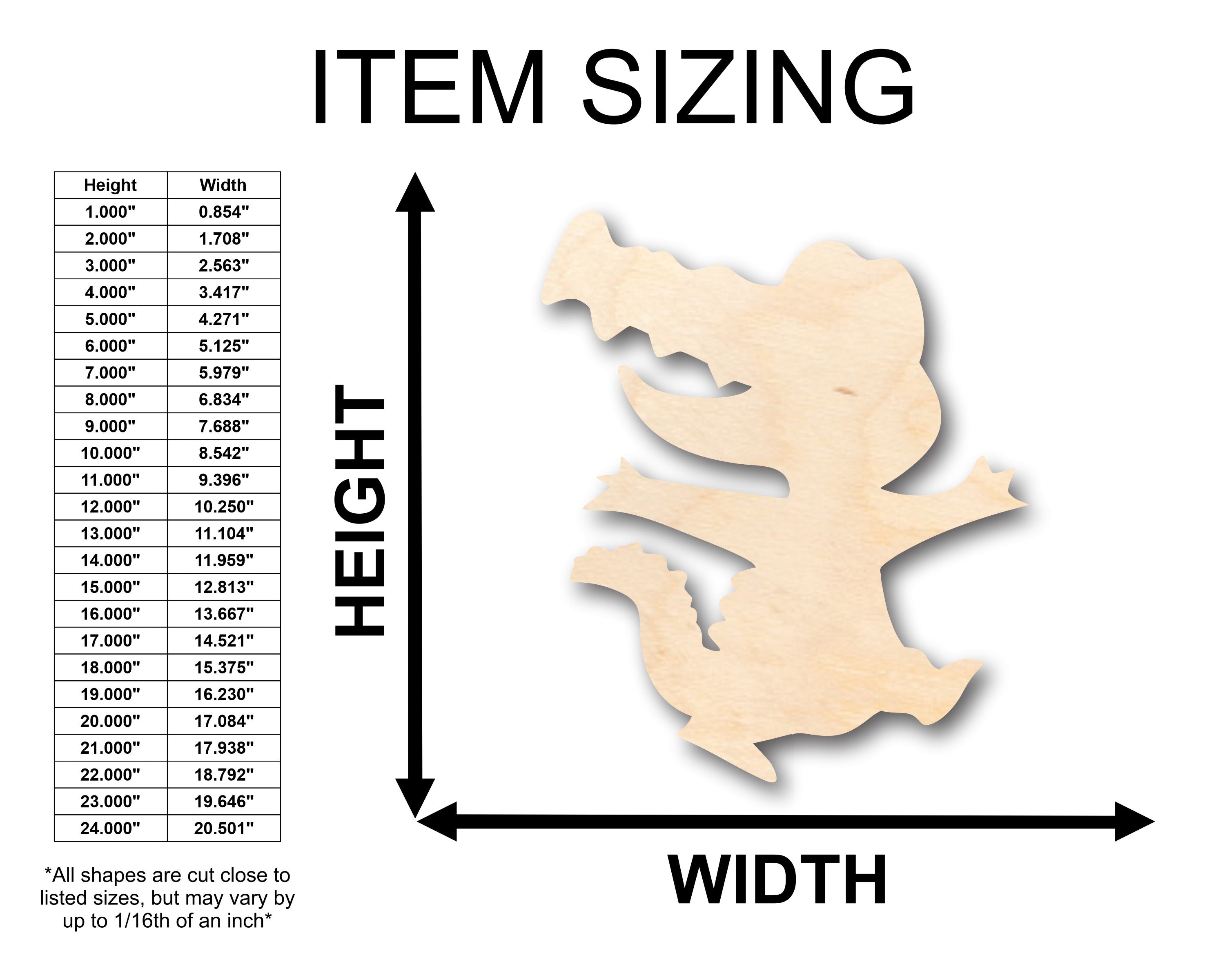 Unfinished Wood Cute Alligator Shape - Craft - up to 46" DIY