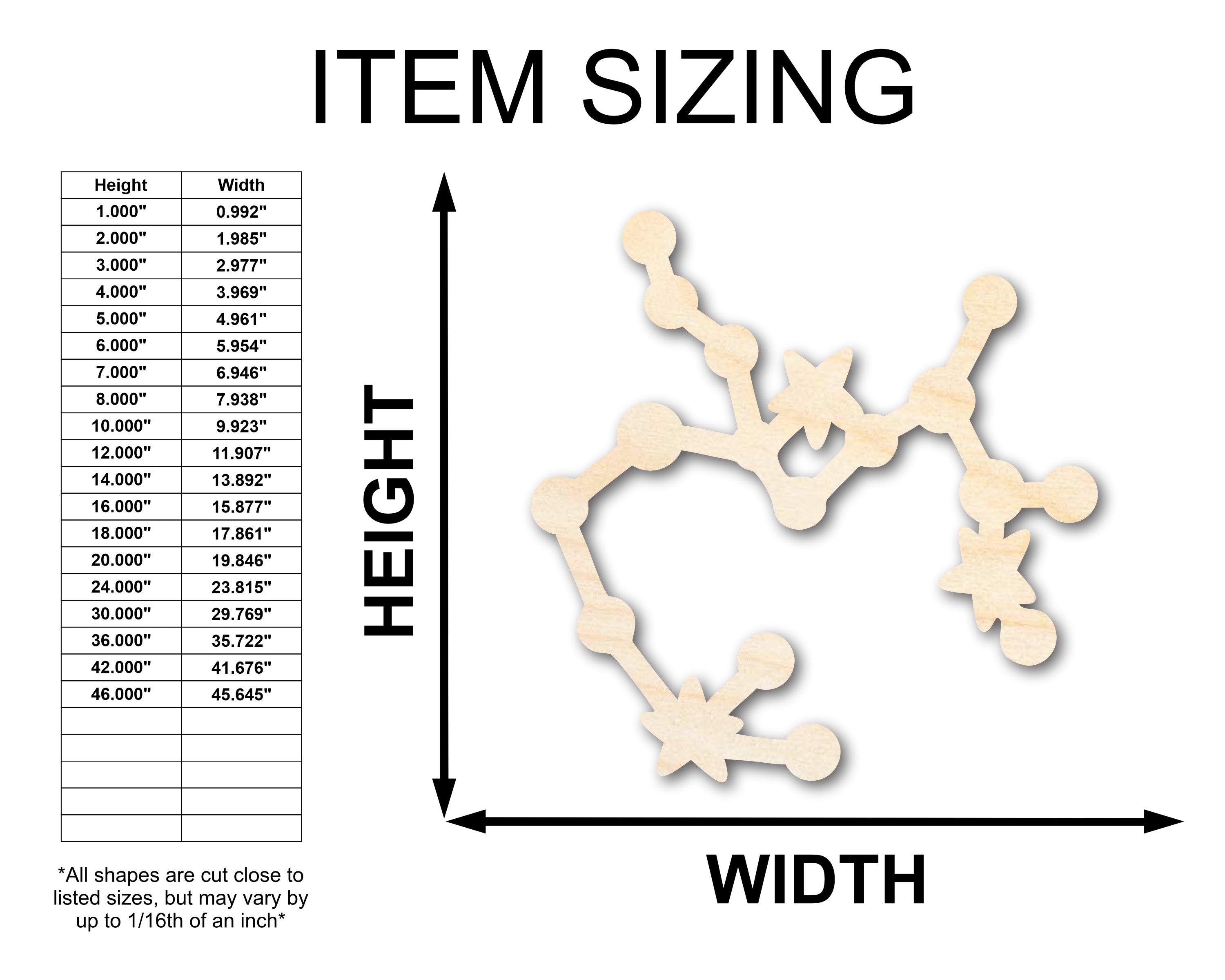 Unfinished Wood Sagittarius Constellation Shape - Zodiac Craft - up to 46"