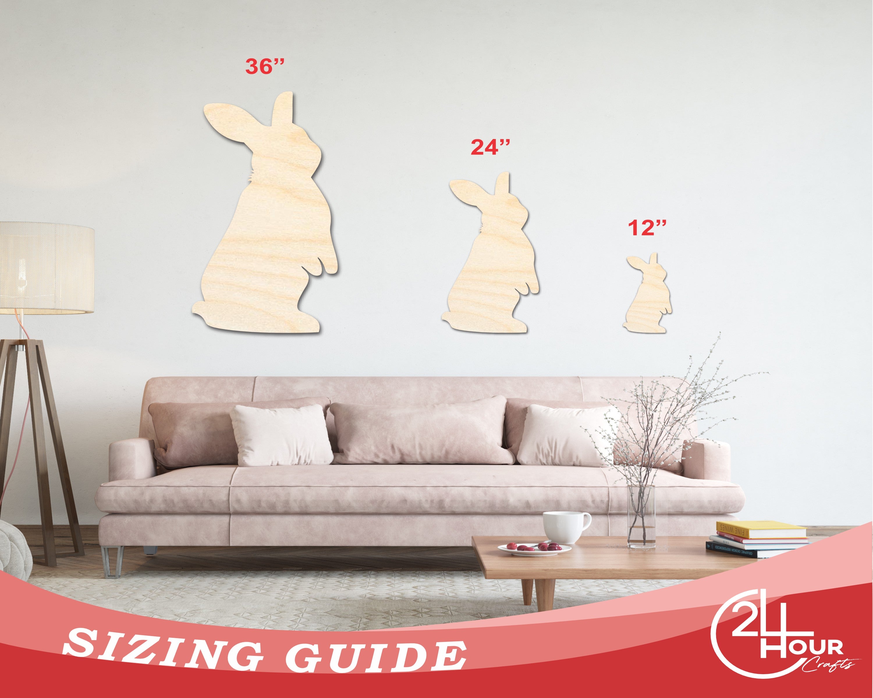 Unfinished Wood Standing Bunny Shape - Easter Craft - up to 46" DIY