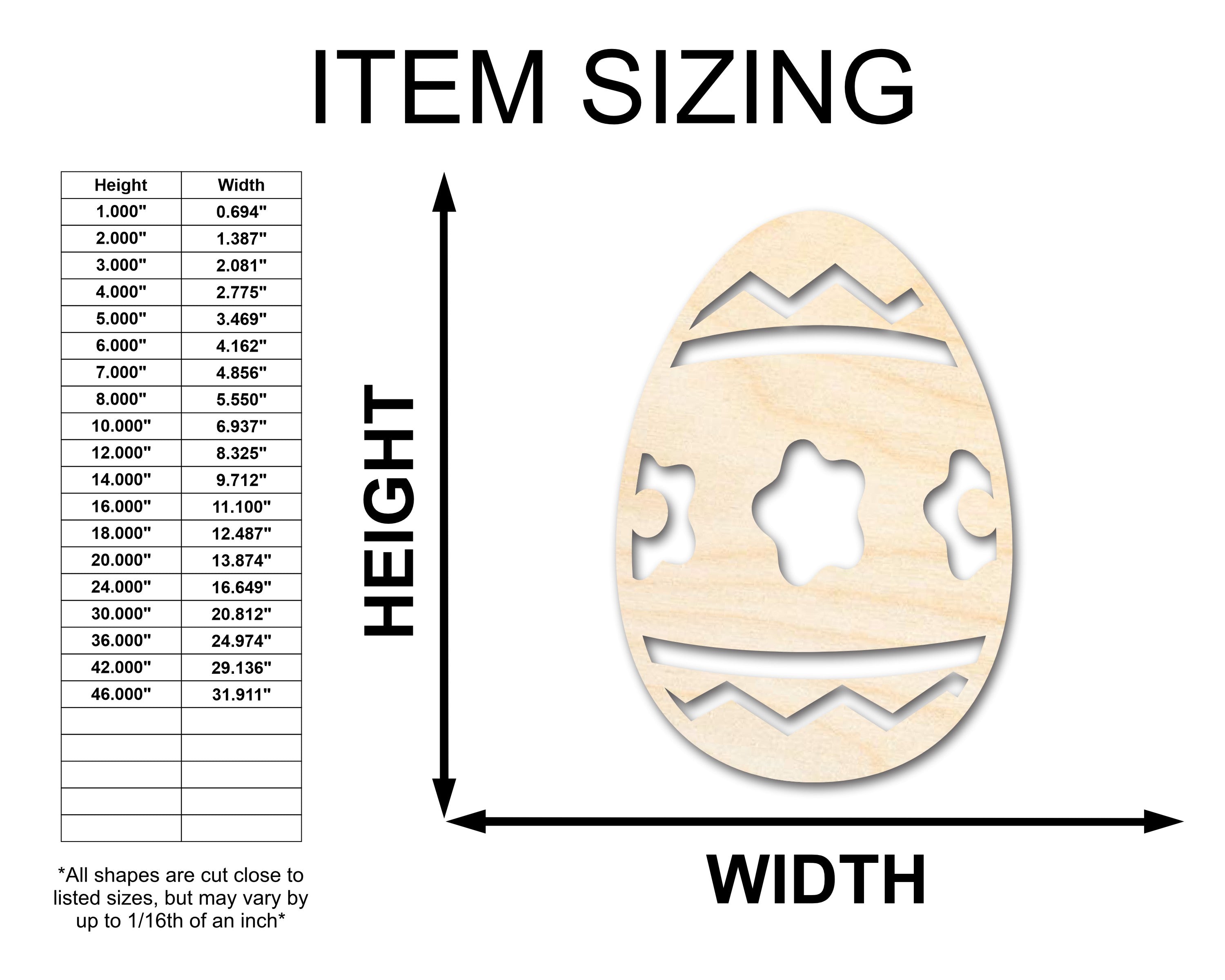 Unfinished Wood Striped Flower Egg Shape - Easter Craft - up to 46" DIY