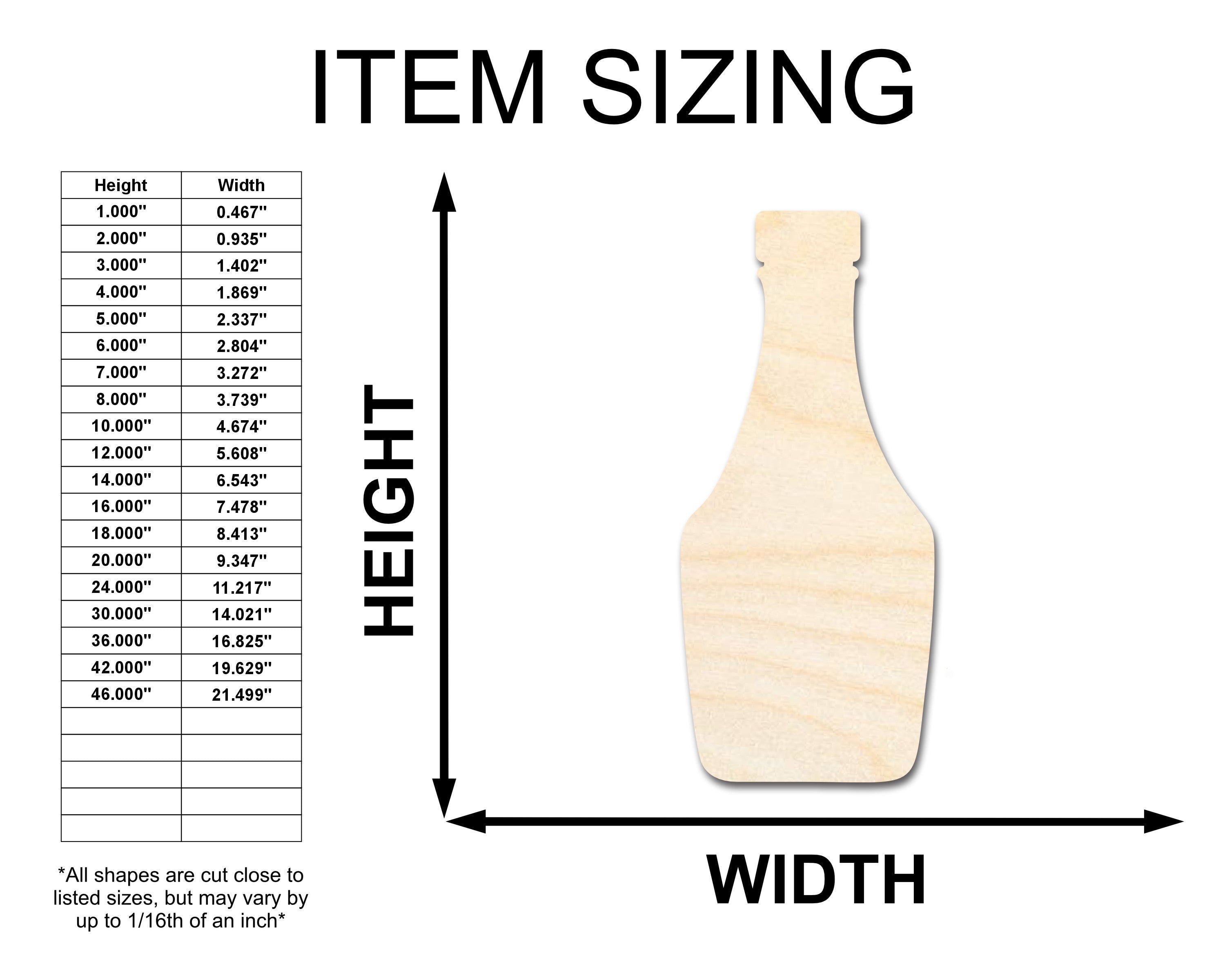 Unfinished Wood Ketchup Bottle Shape | Craft Cutout | up to 46" DIY
